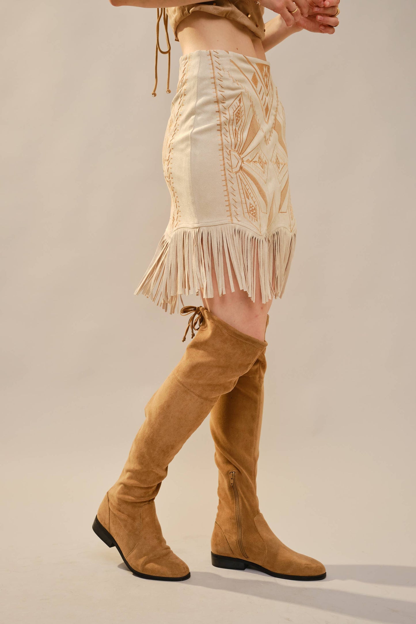 Skirt - Western Embroidered Fringe Laser Cut