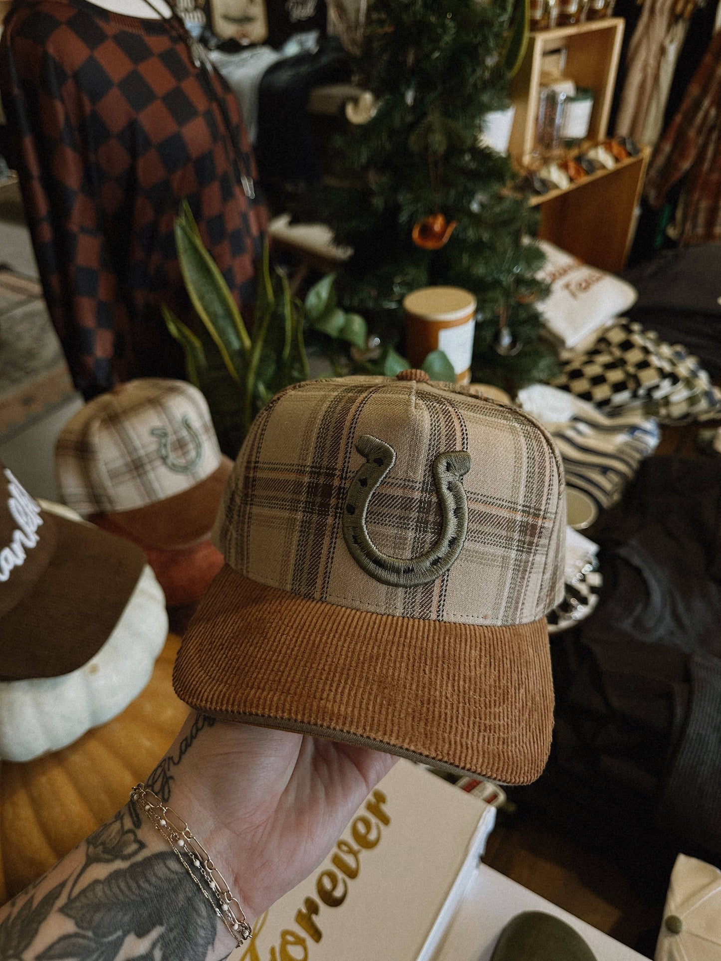 Trucker Hat - Horseshoe Plaid Corduroy