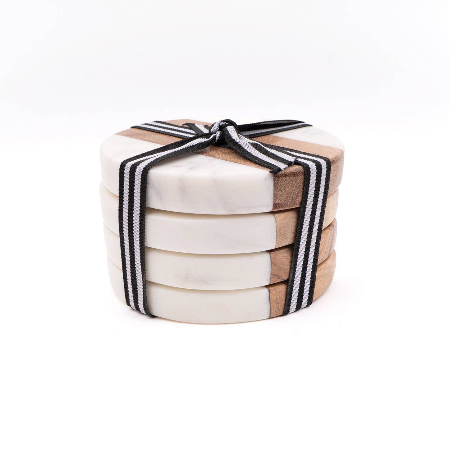 Coaster Set - Marble & Wood Round