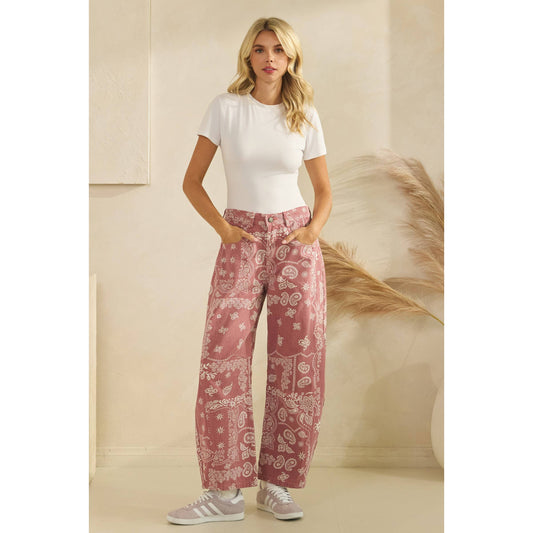 Denim- Paisley Printed (Red)