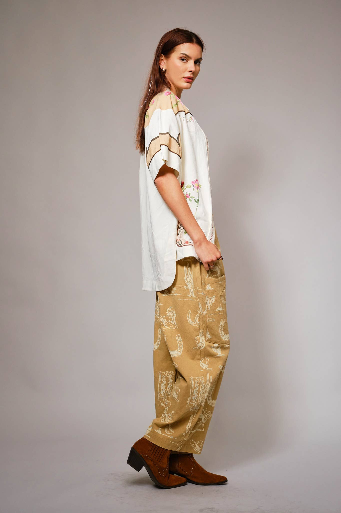 Pant- Western Motif Wide Leg