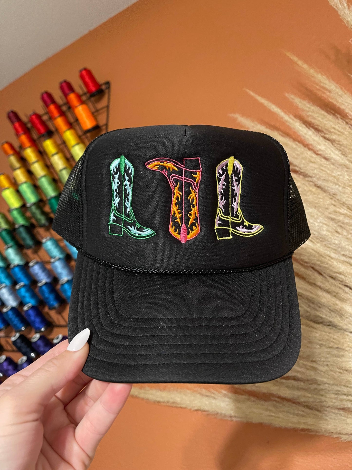 Hat - Colorful 3 Boot Embroidered