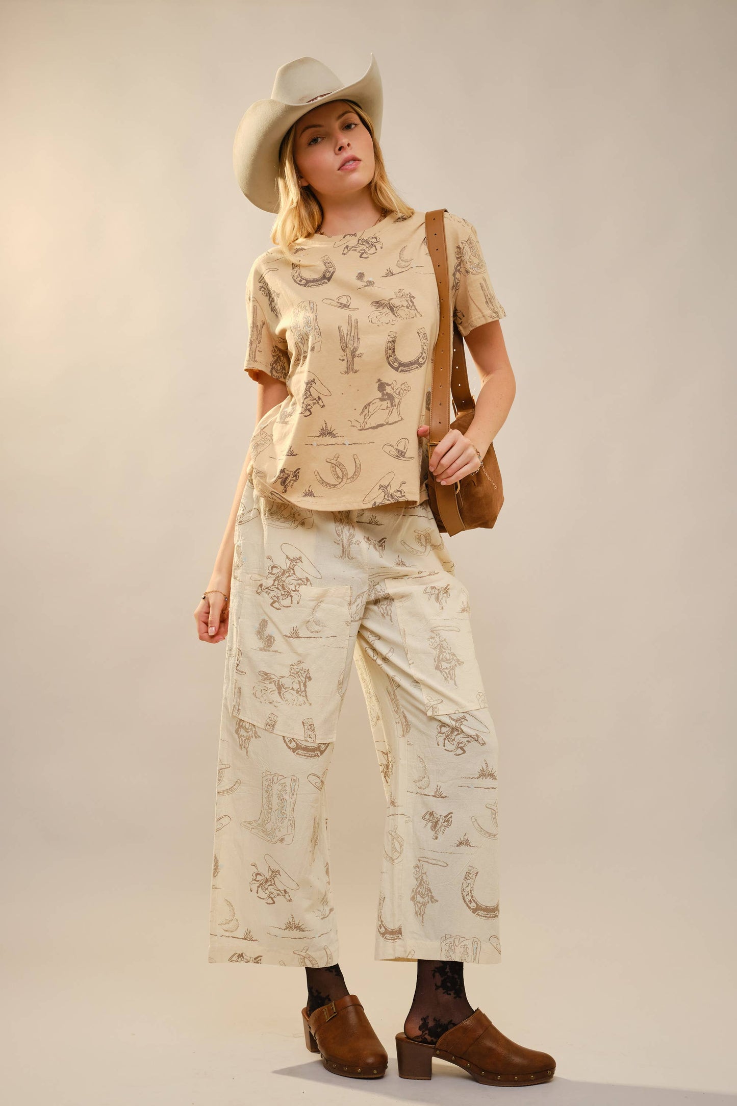 Pant- Western Motif Wide Leg