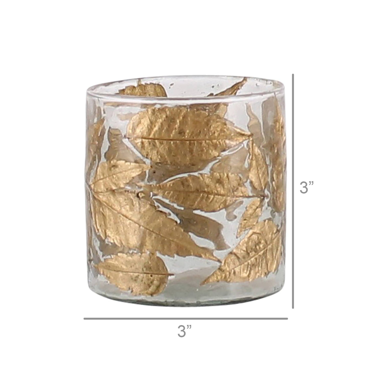 Enameled Gold Leaf Hurricane - Sm - Gold Leaves