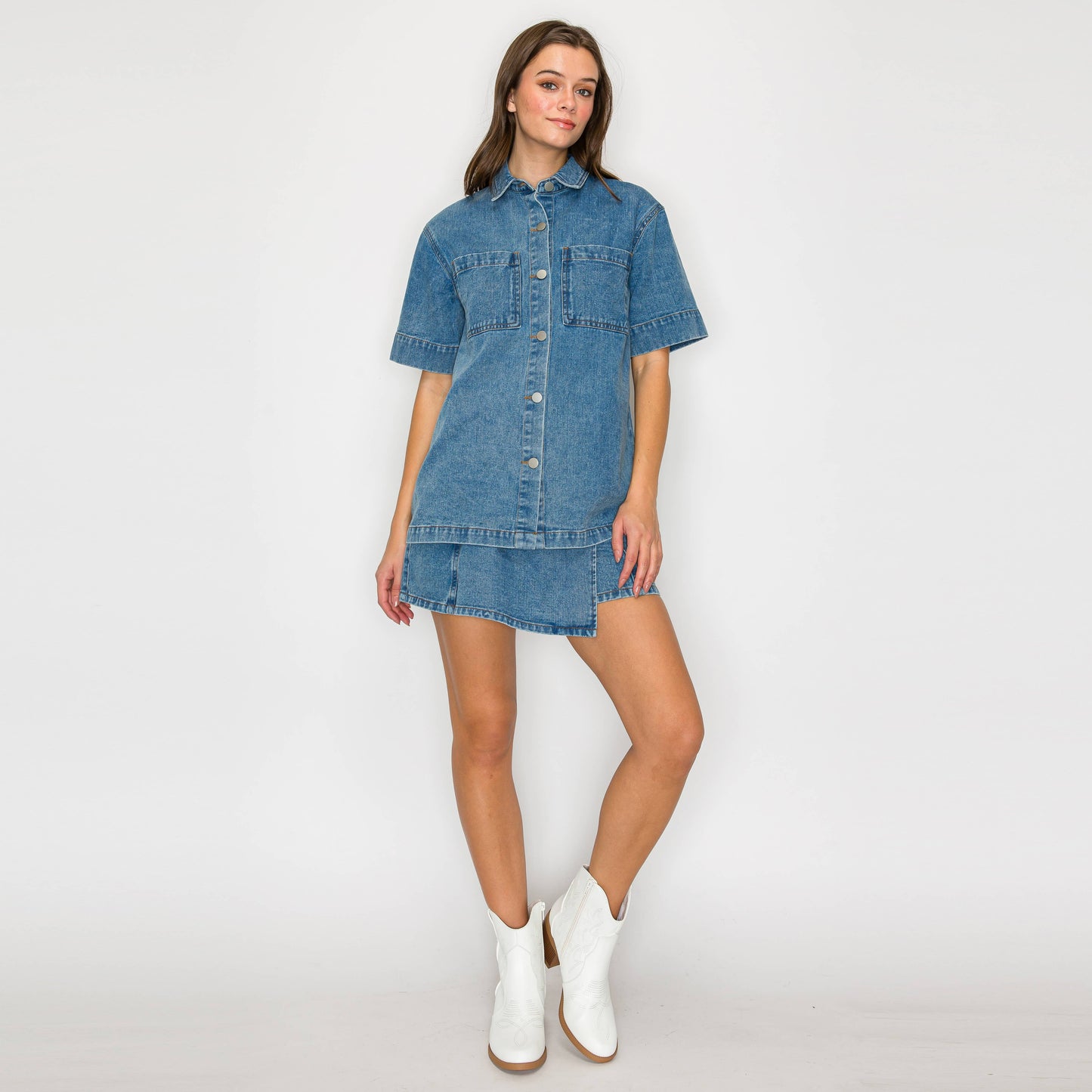 Washed Denim Skort