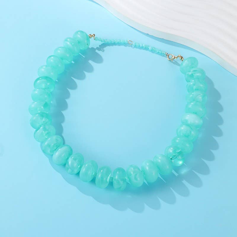 Necklace - Chunky Beaded Natural Swirl