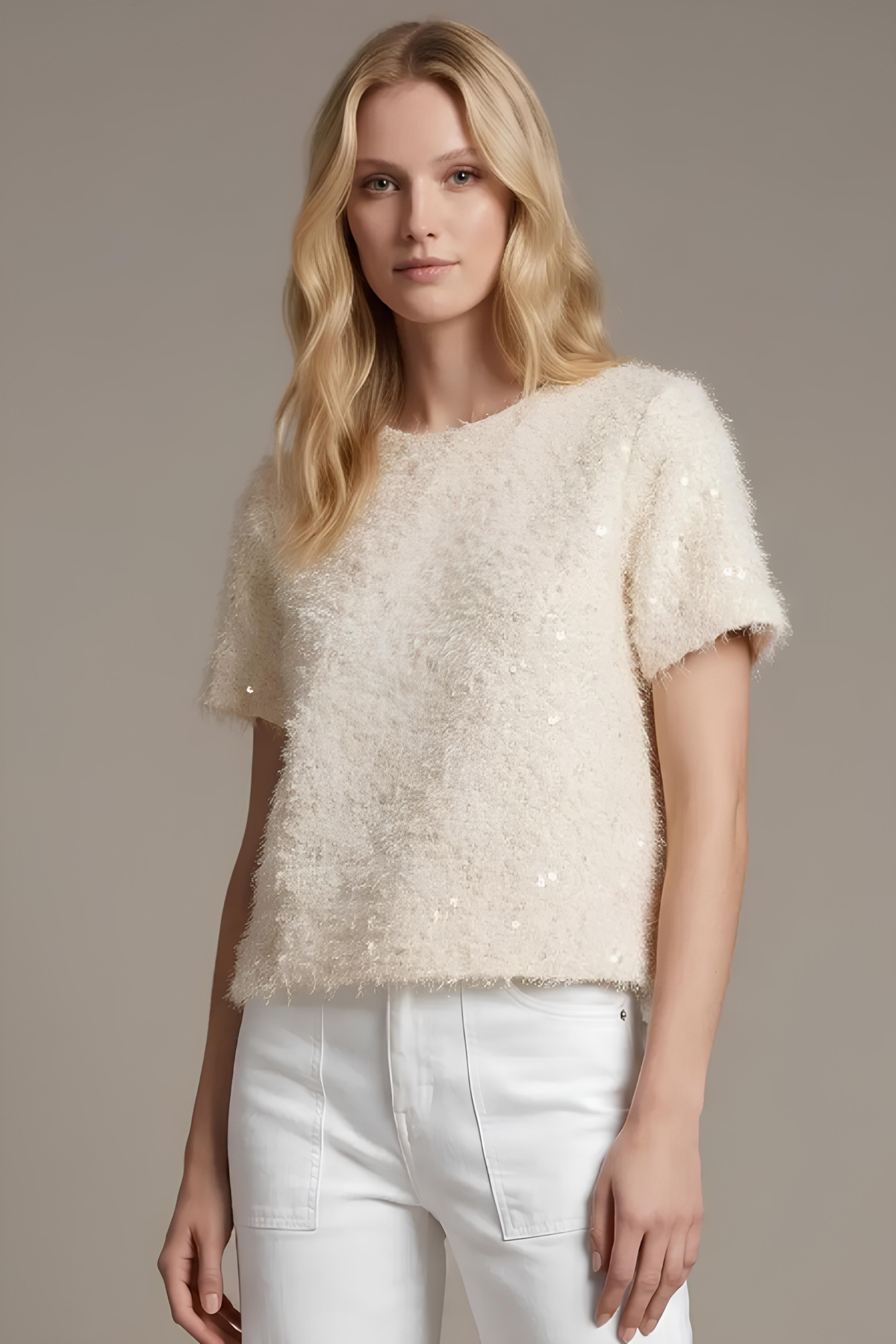 Top - Sequin Textured Short Sleeve