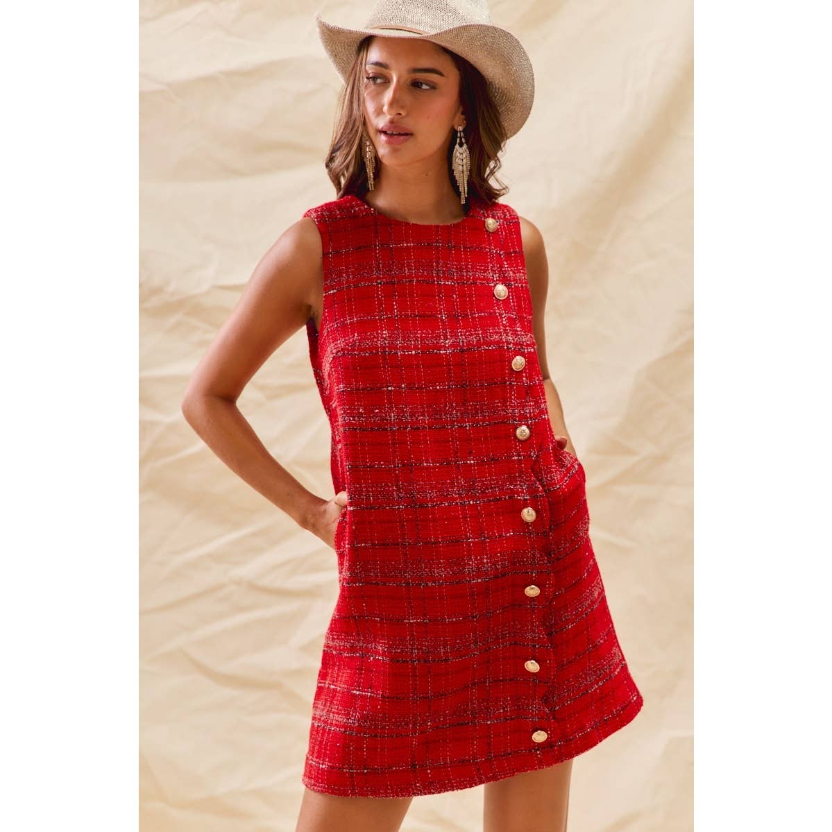Dress- Christmas Tweed Scalloped