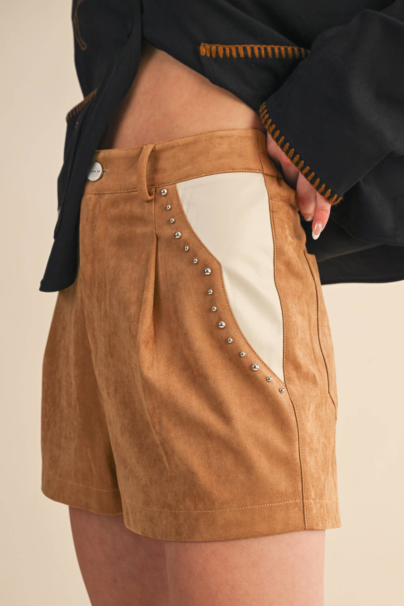 Shorts- Faux Suede Rhinestone
