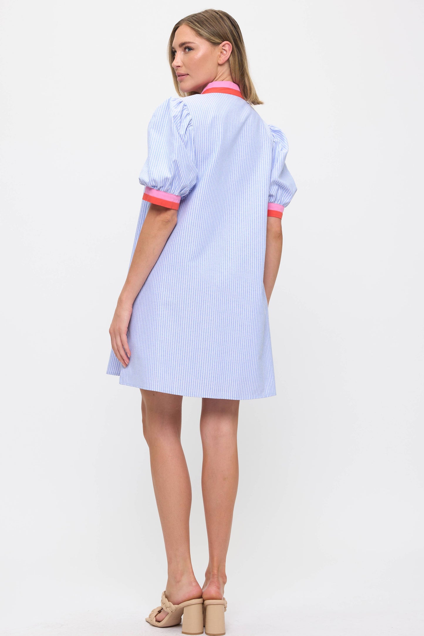 Dress- Striped with Colorful Collar