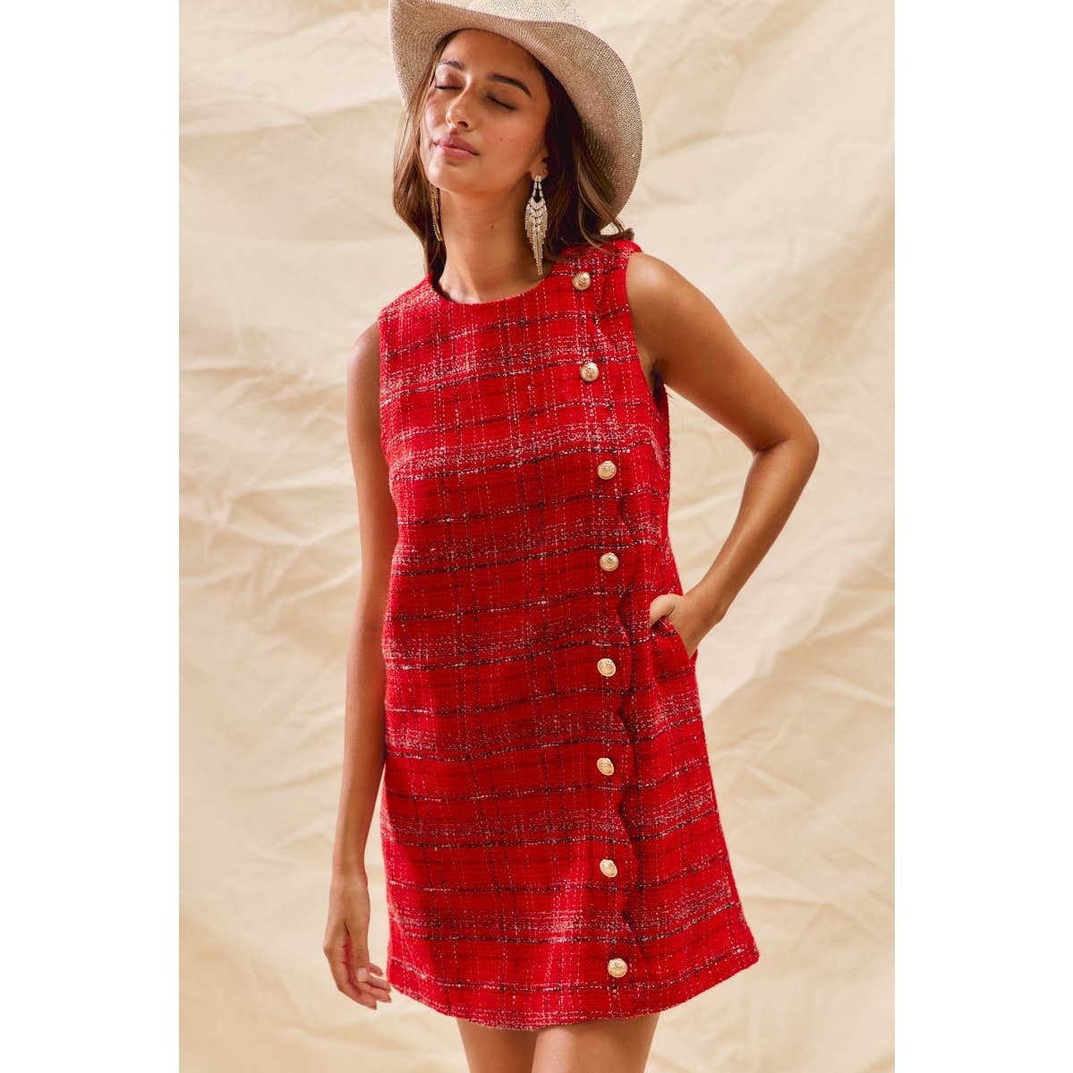Dress- Christmas Tweed Scalloped