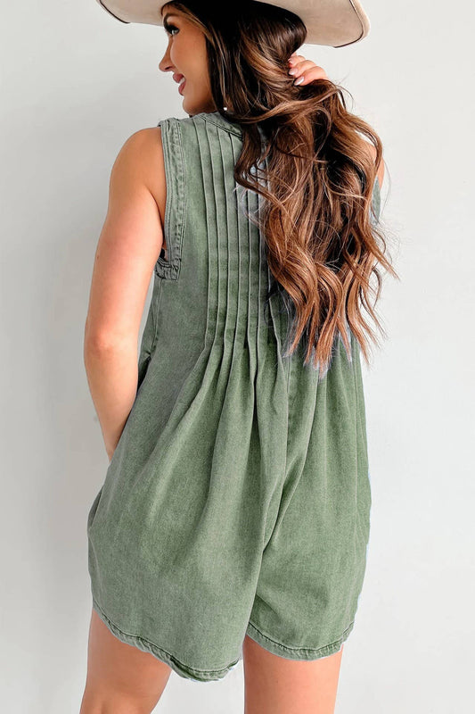 Sleeveless Top & Shorts Denim Jumpsuit