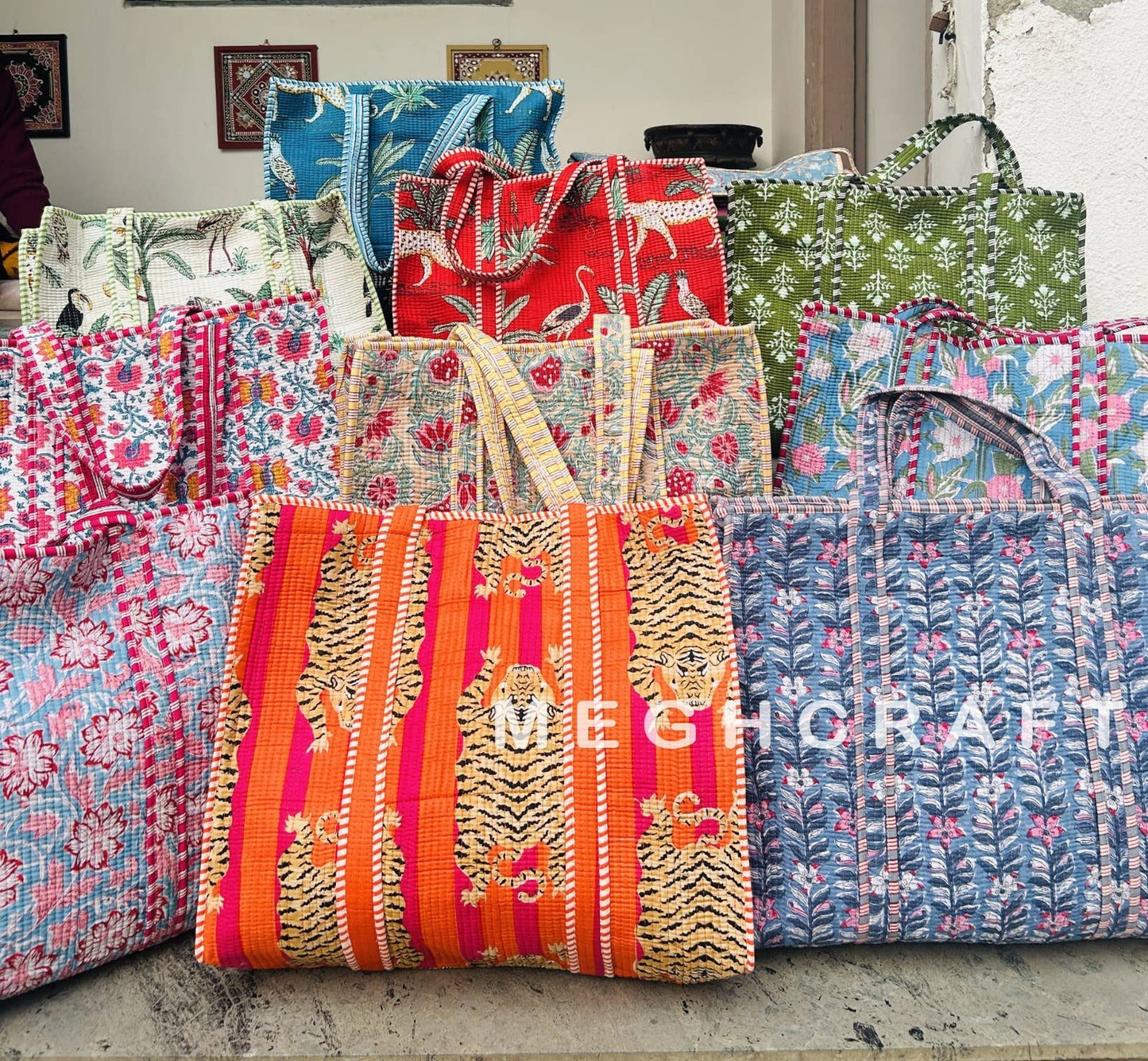 Tote Bag- Handmade Indian Cotton Quilted