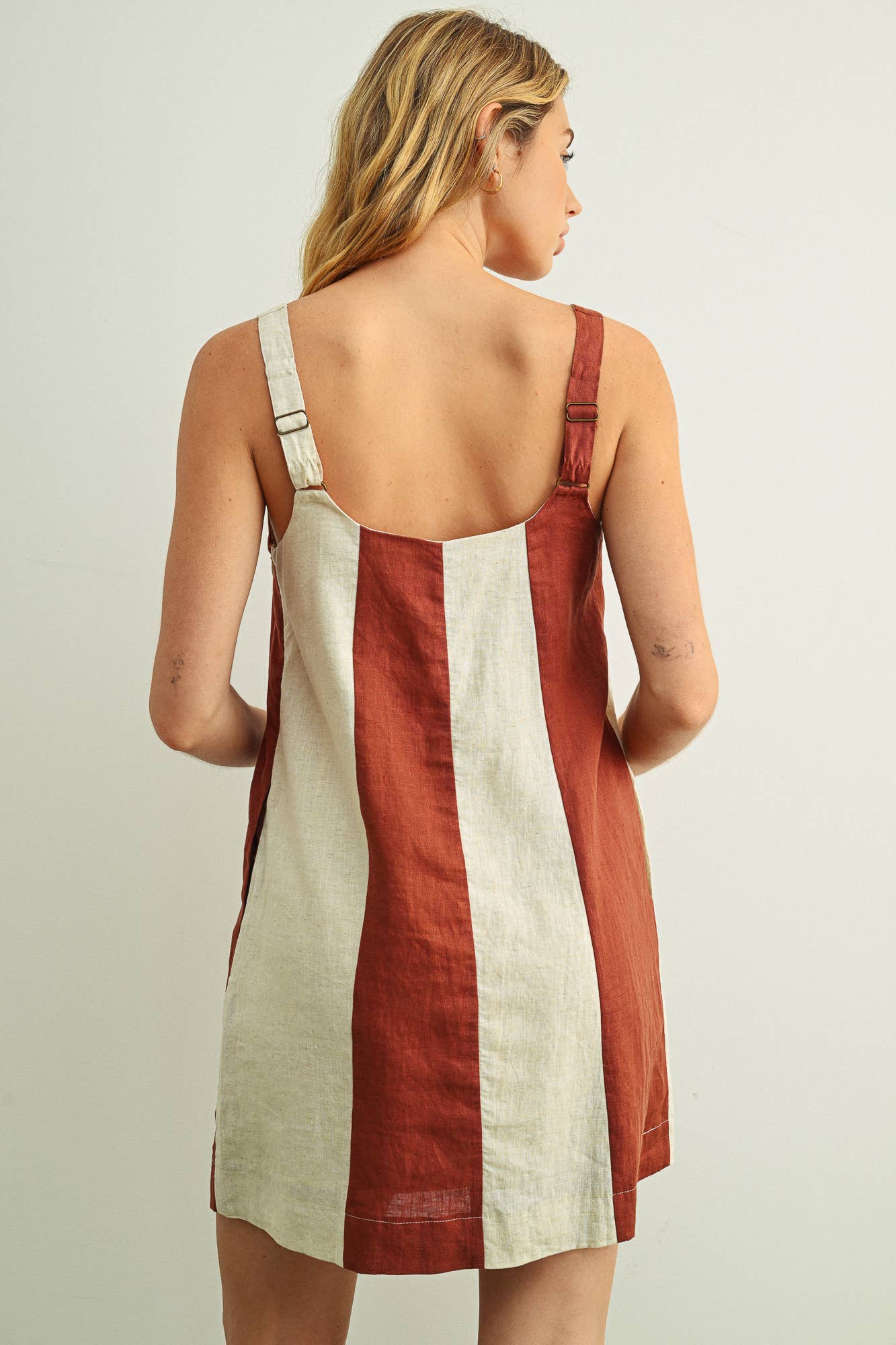 Dress- Color Block Linen Mini