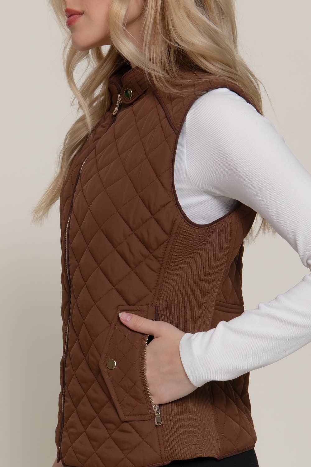 Vest- Quilted Suede Trim