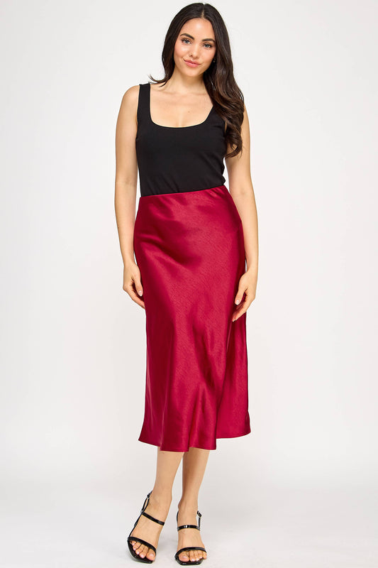 Skirt- Satin Deep Red