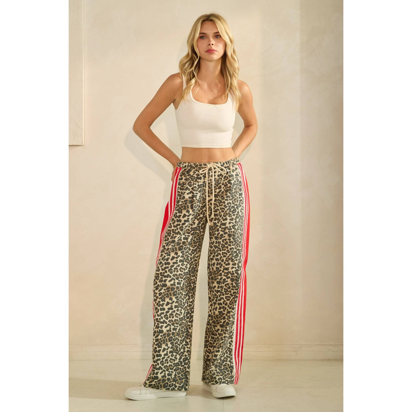 Pants- Leopard Sport Striped Wide Legged