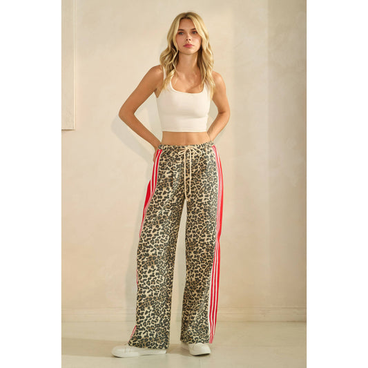 Pants- Leopard Sport Striped Wide Legged