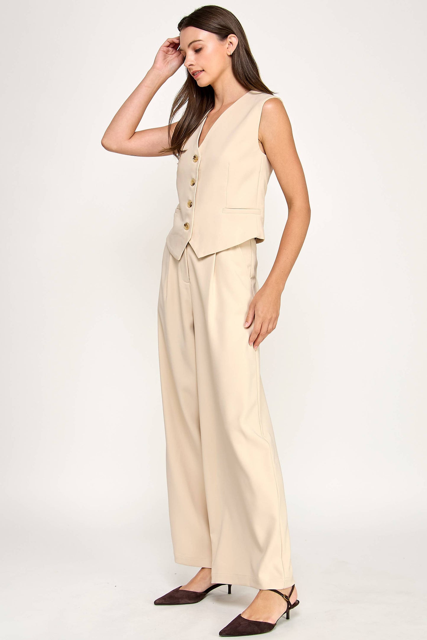 TAILORED VEST-TAUPE