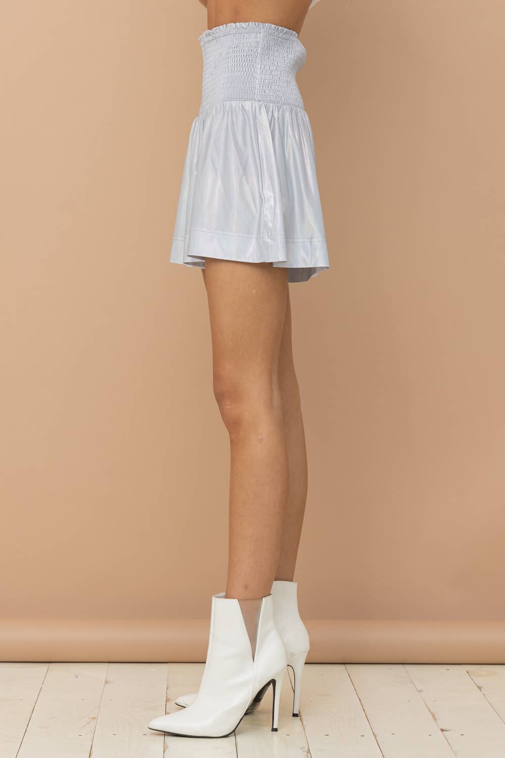 Smocked Waist Metallic Shorts