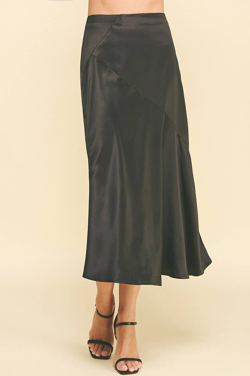 Skirt- MIDI Black Silk