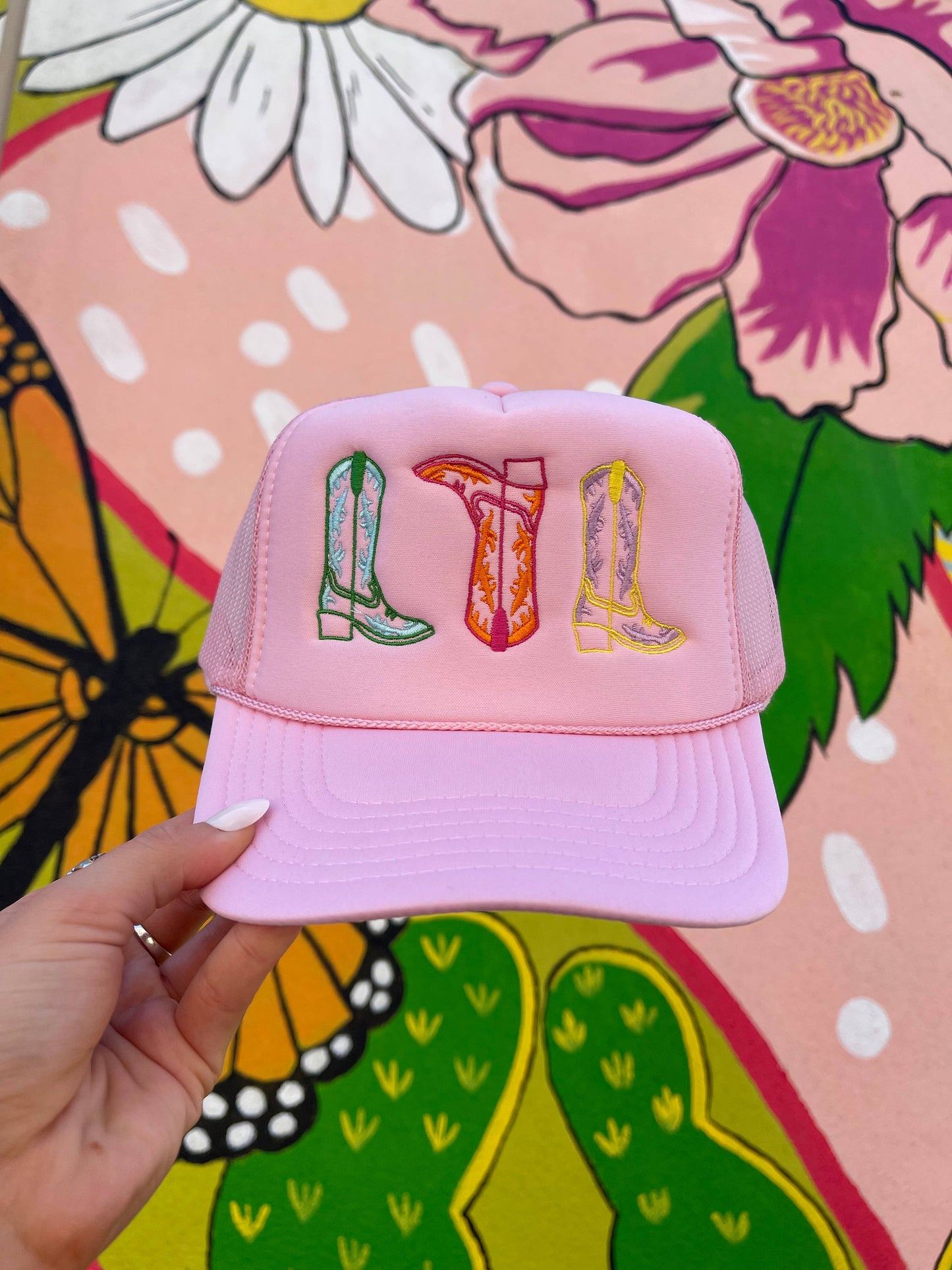 Hat - Colorful 3 Boot Embroidered