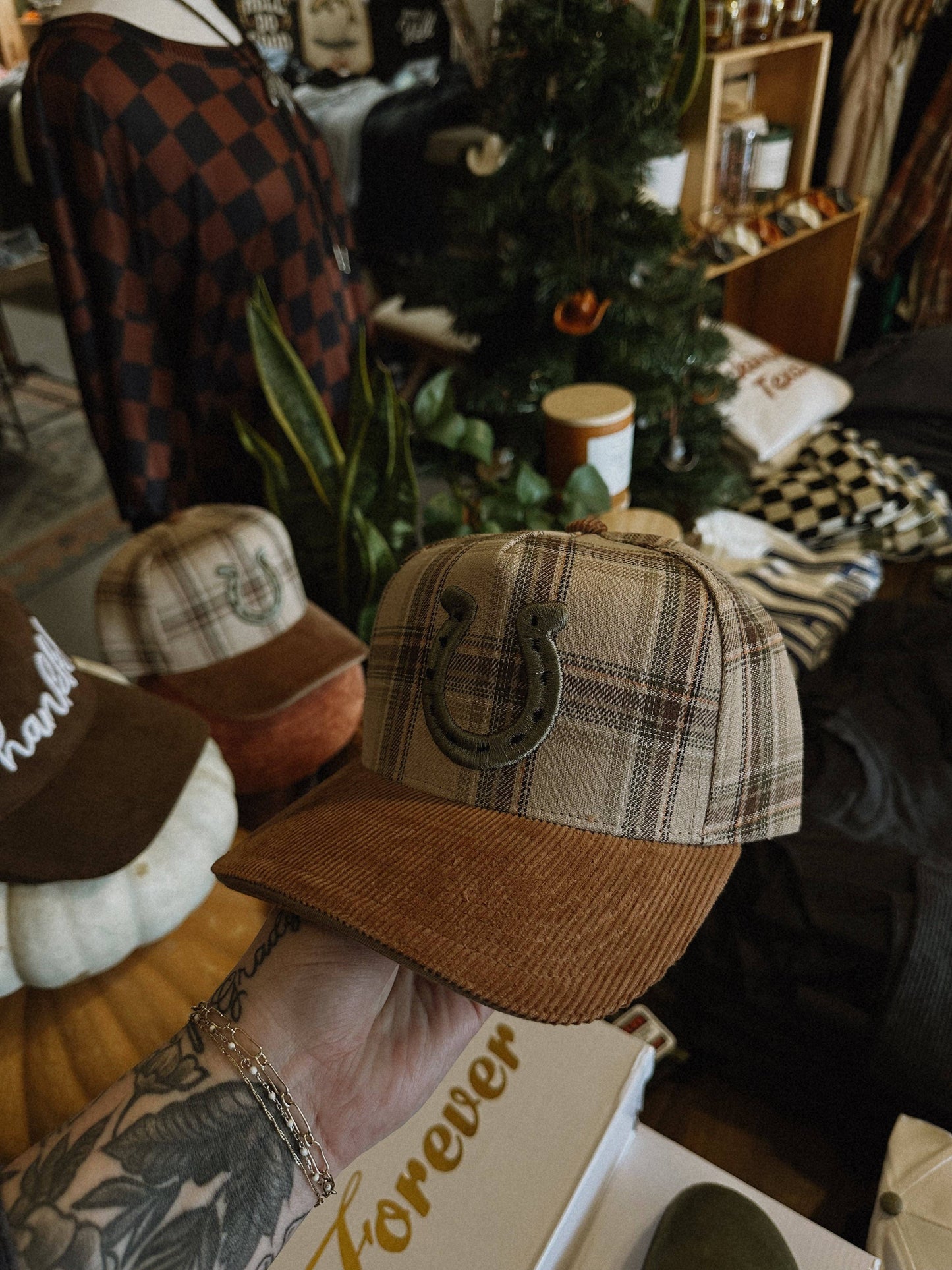 Trucker Hat - Horseshoe Plaid Corduroy