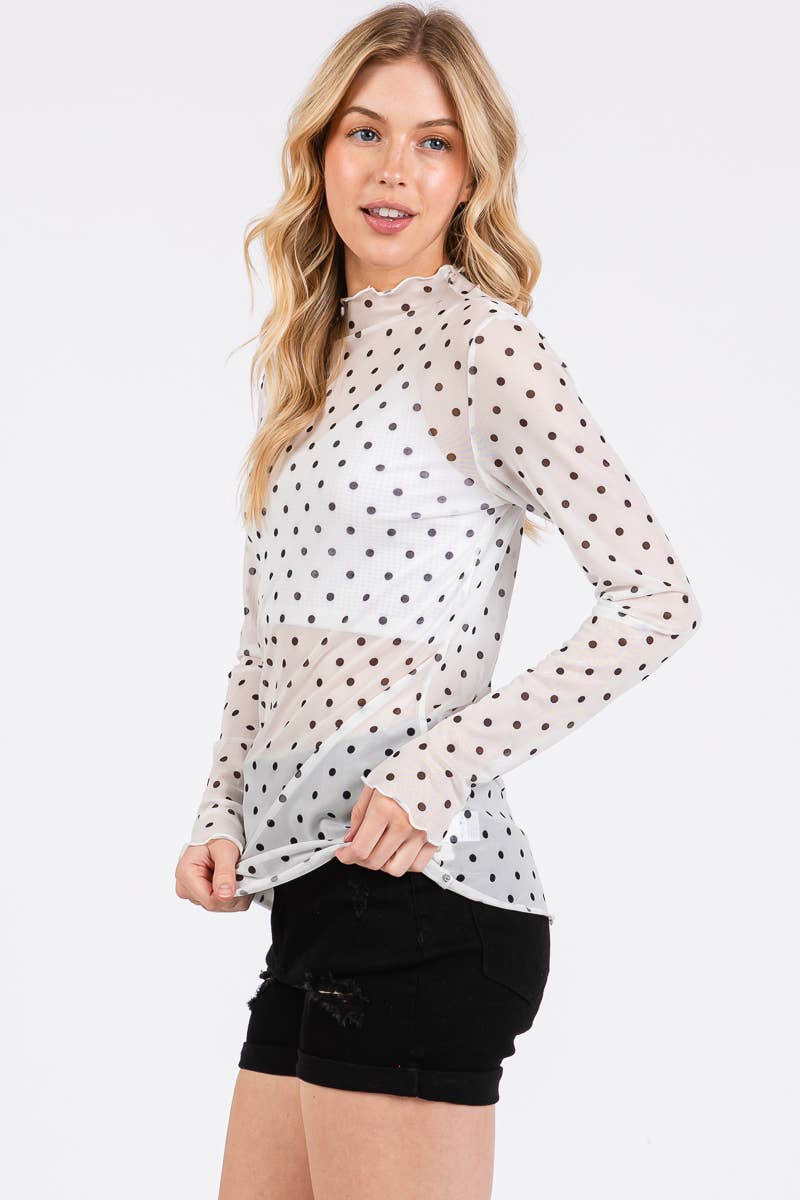Mesh Top- Polka Dot