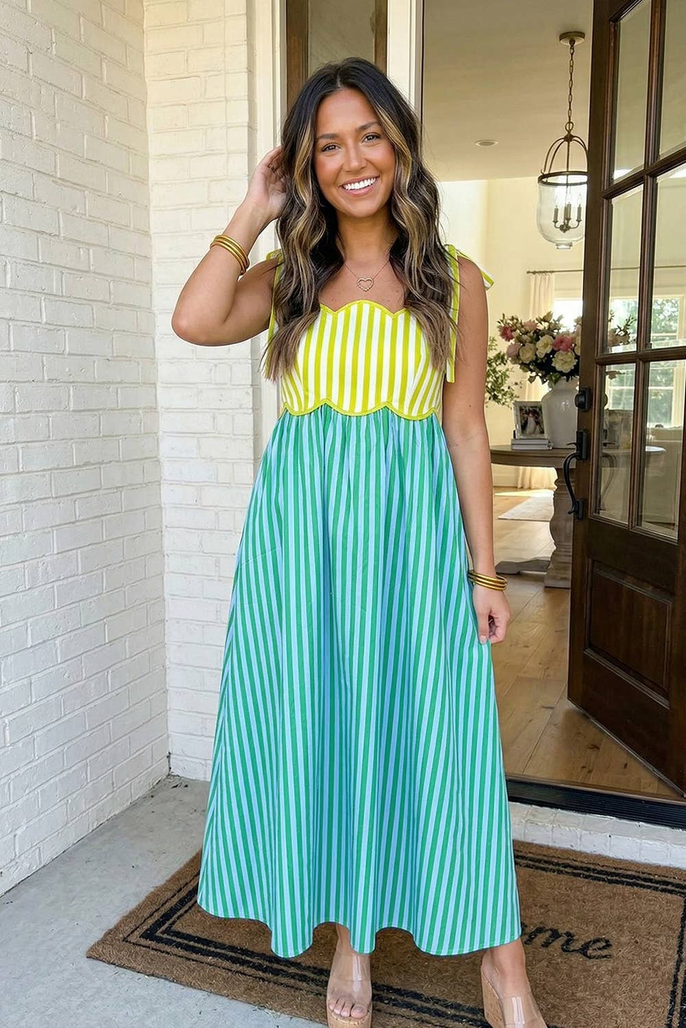 Dress- Striped Patchwork Midi
