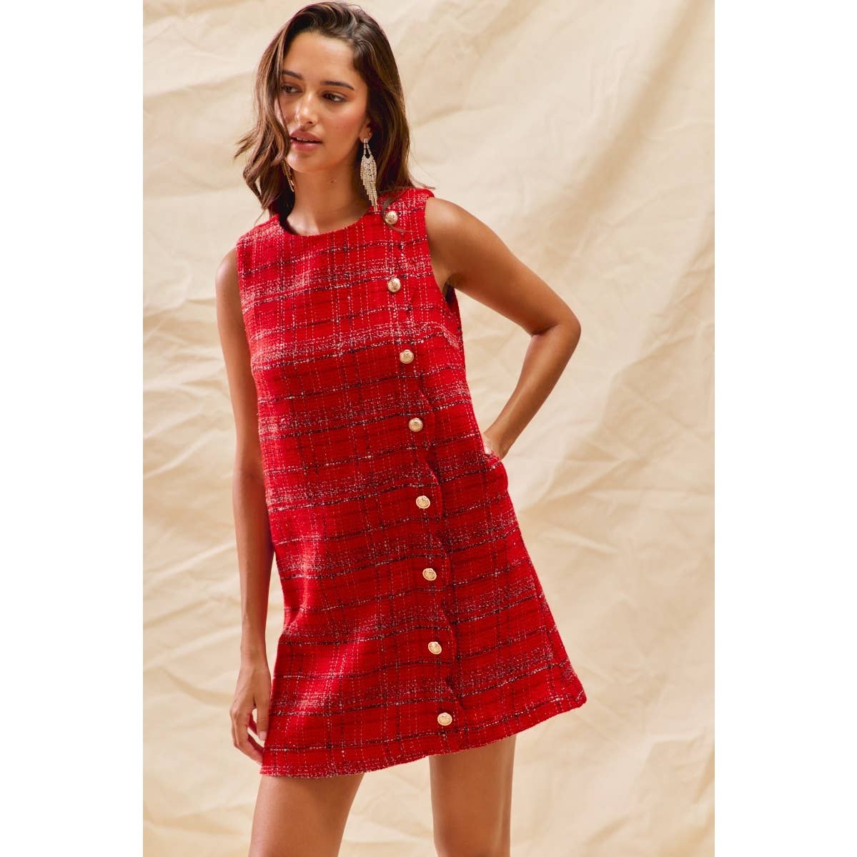Dress- Christmas Tweed Scalloped