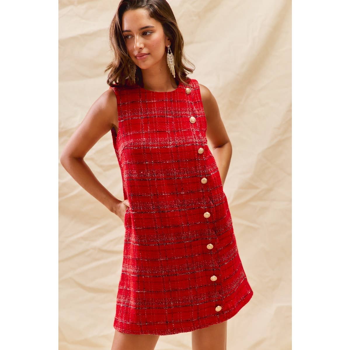 Dress- Christmas Tweed Scalloped