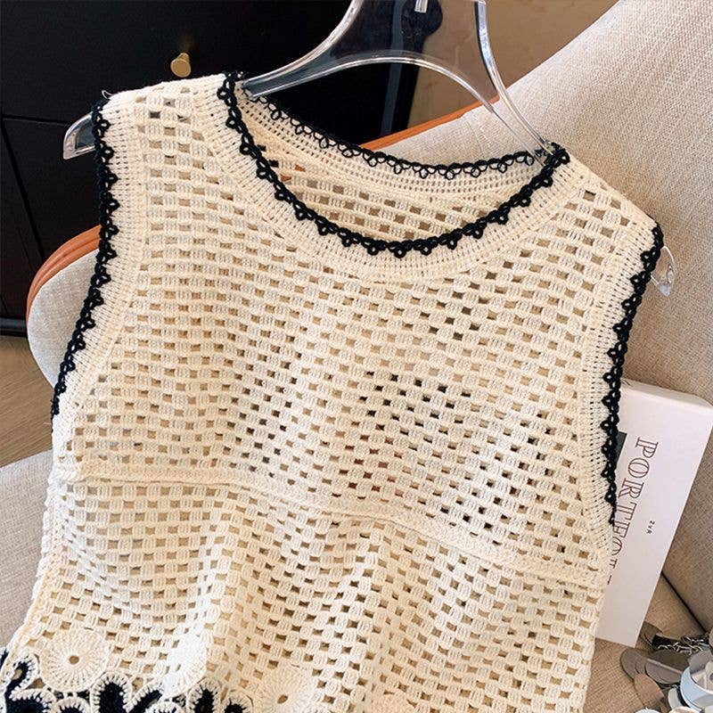 Floral Crochet Knit Tank Top