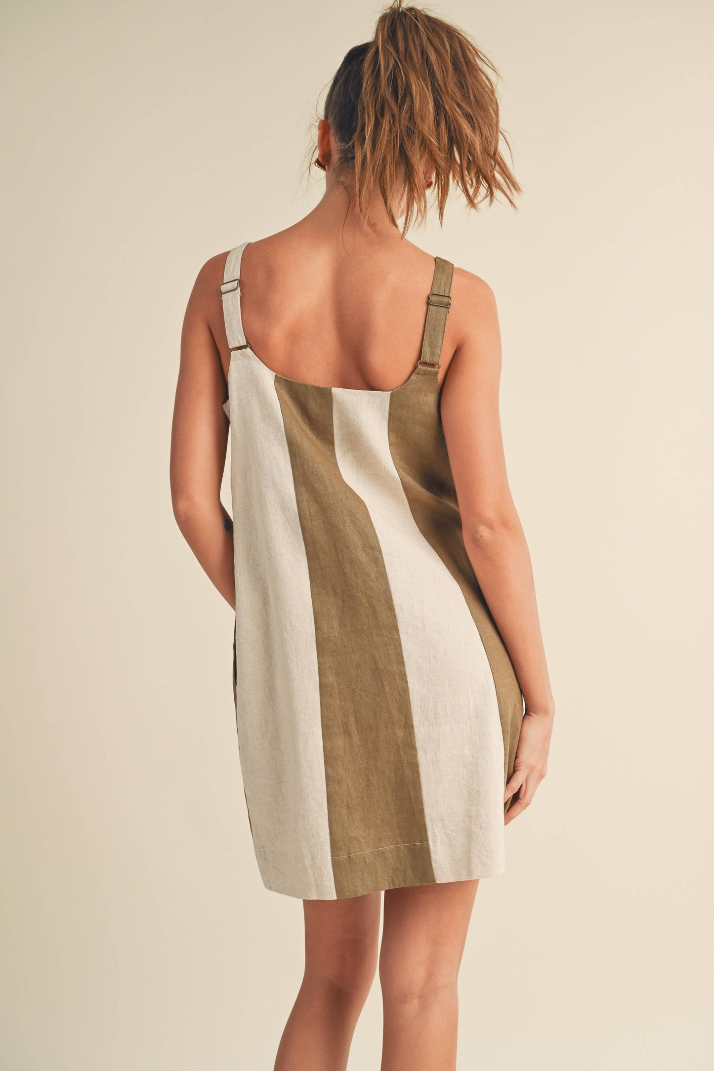Dress- Color Block Linen Mini