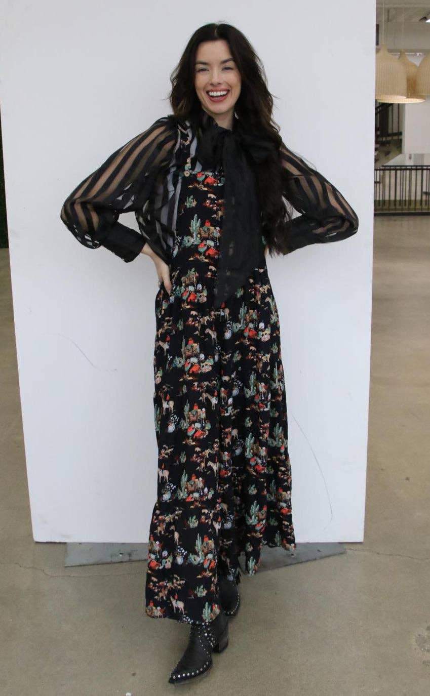 Romper - Overall Ruffle Black Wagon