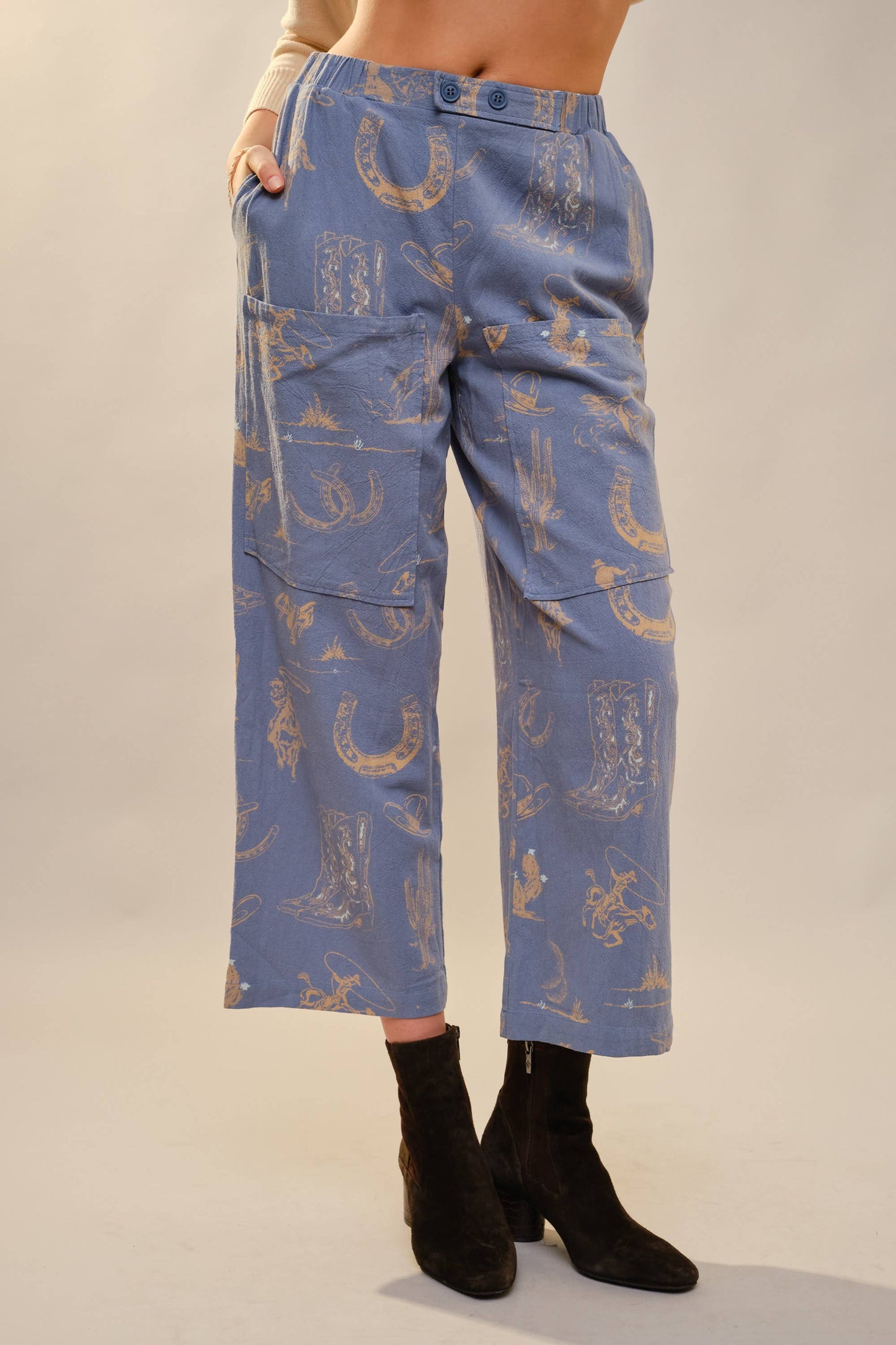 Pant- Western Motif Wide Leg