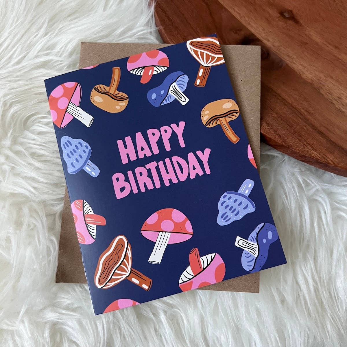 Greeting Card - "Happy Birthday" Mushrooms