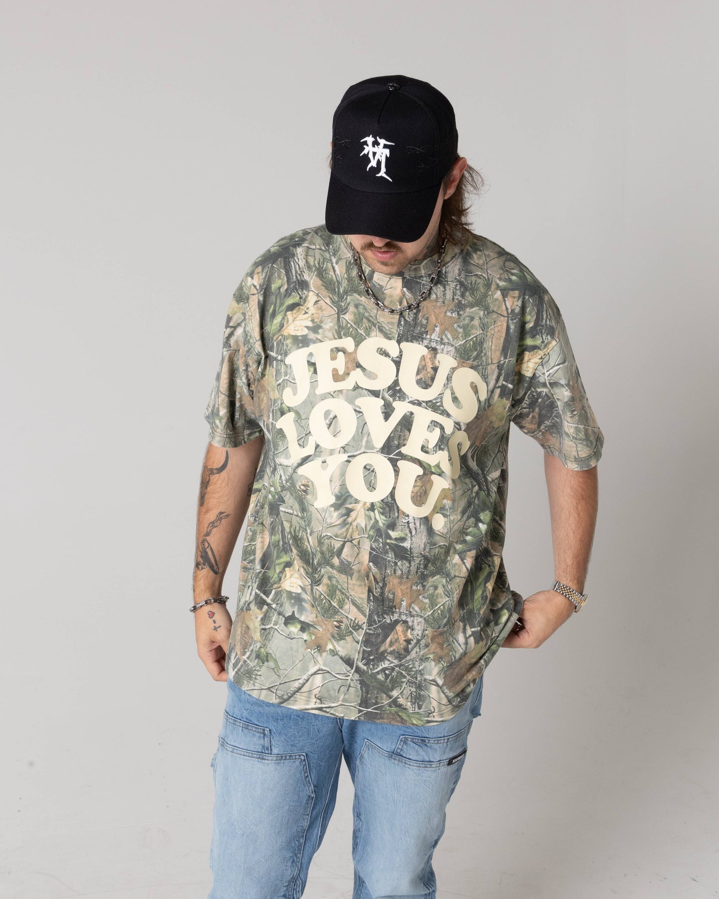 T-Shirt- Camo- Jesus Loves You