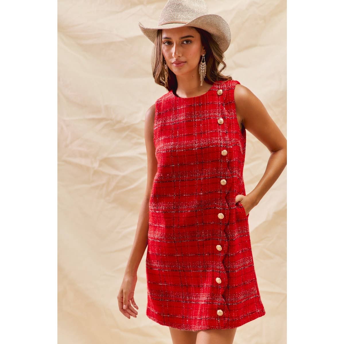 Dress- Christmas Tweed Scalloped