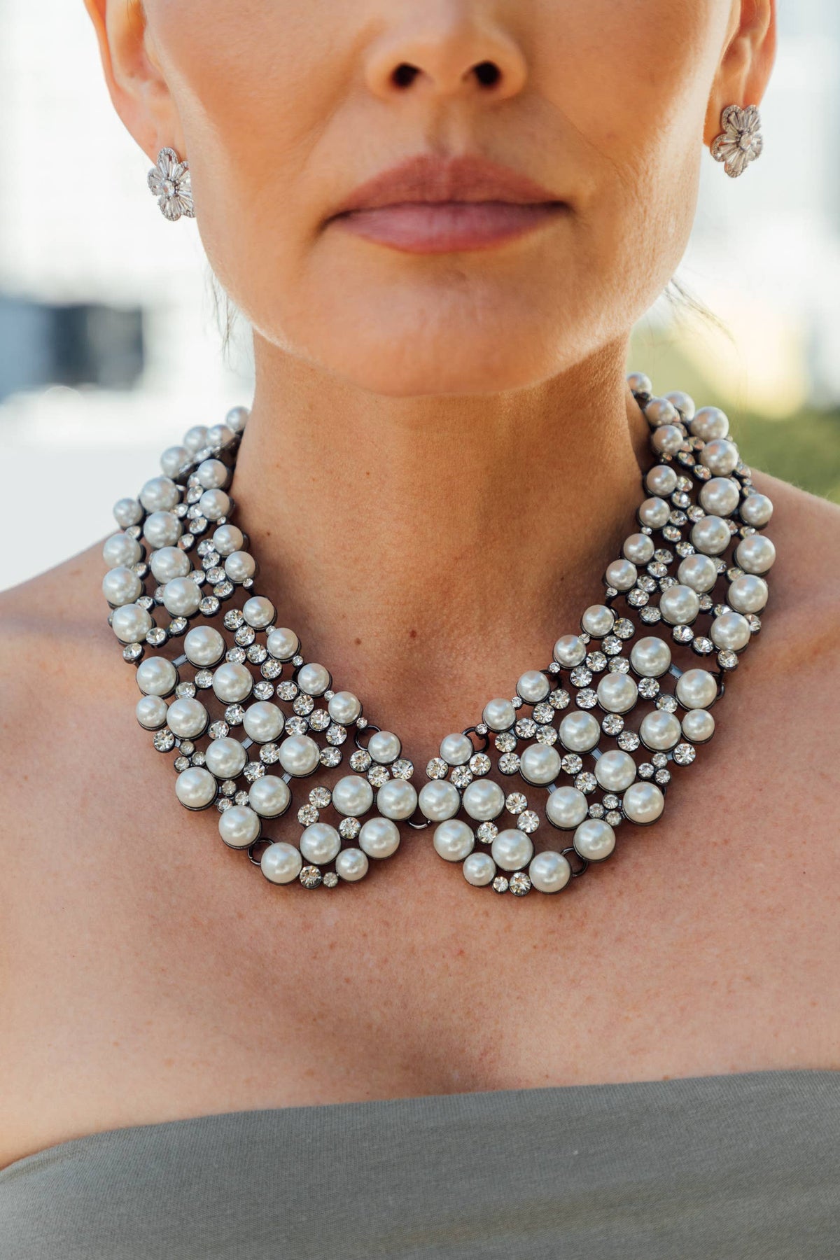 Necklace - Statement, Diana Collar, White