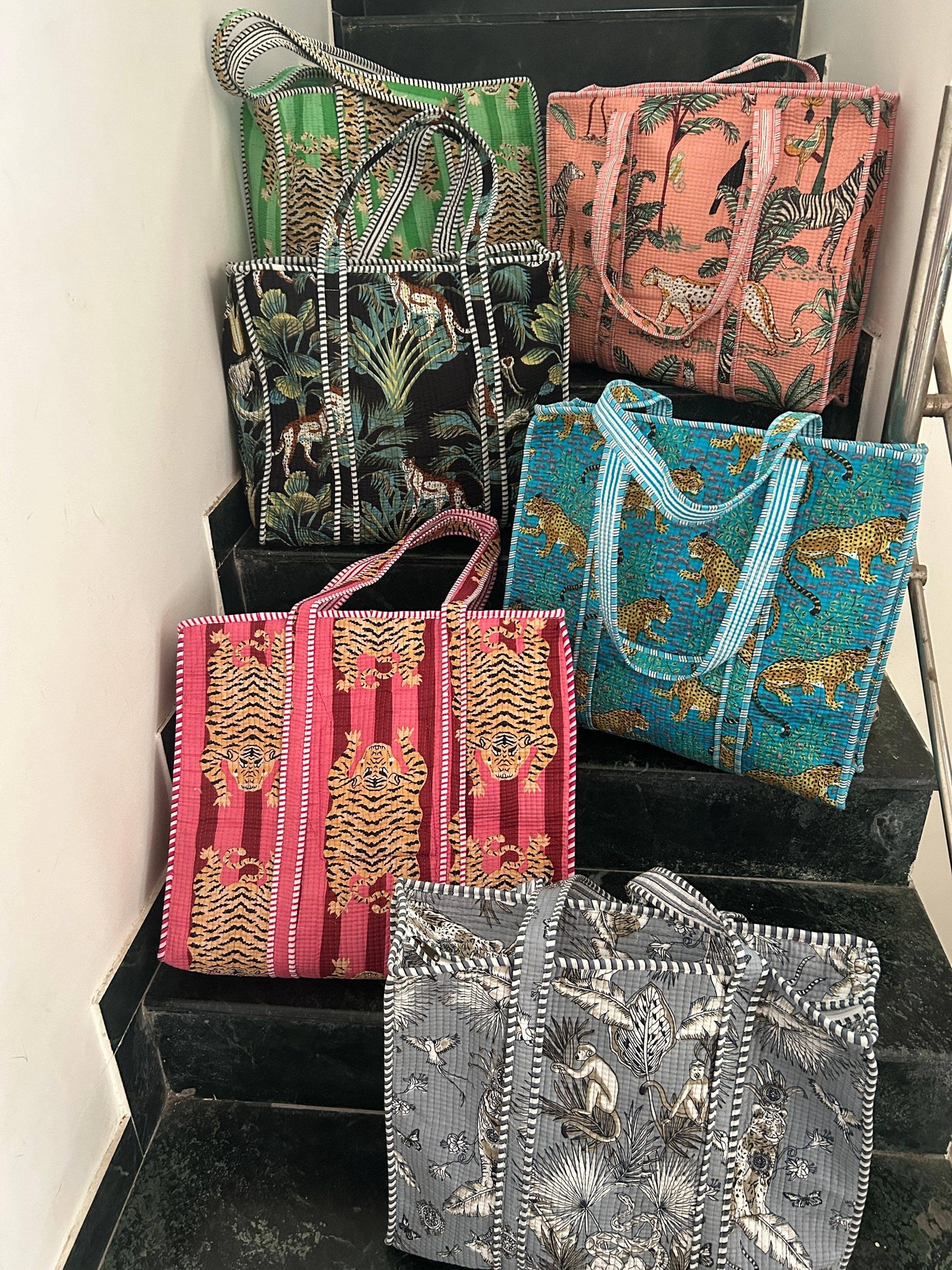 Tote Bag- Handmade Indian Cotton Quilted