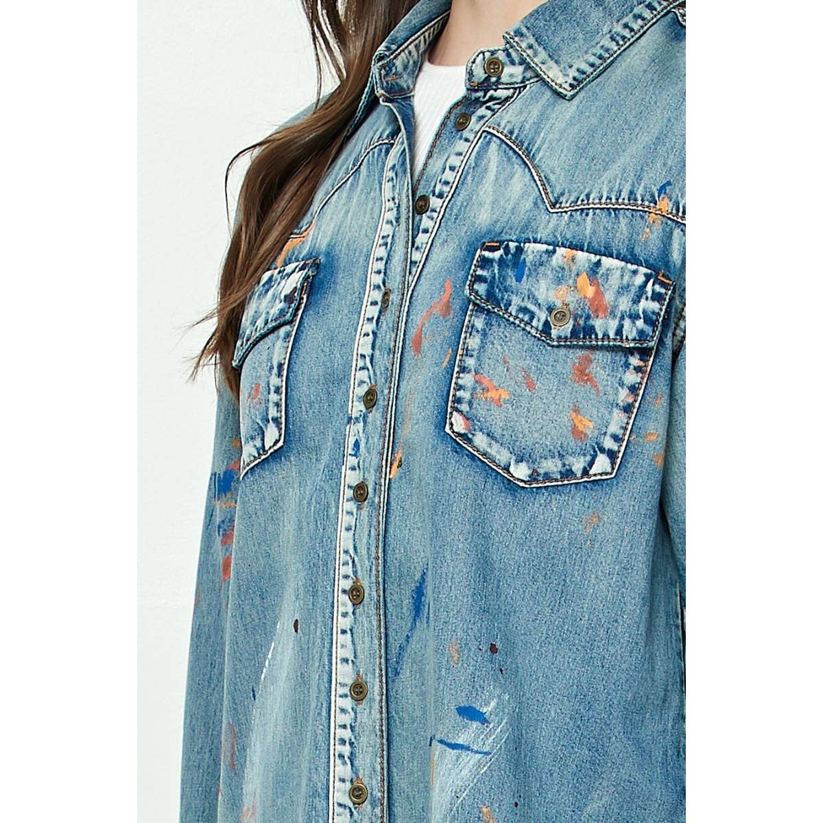 Shirt- Paint Splattered Denim Over