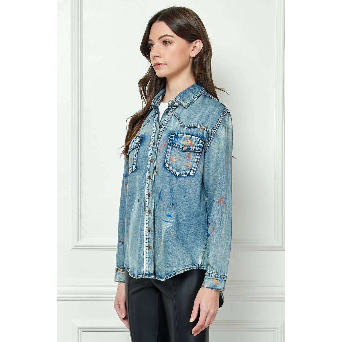 Shirt- Paint Splattered Denim Over