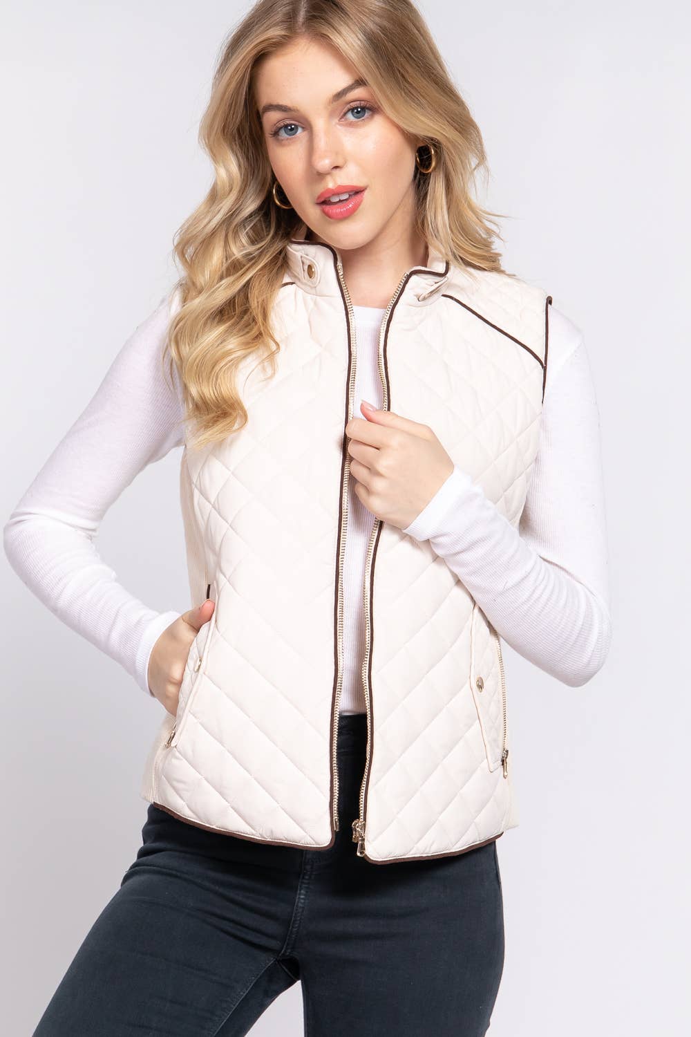 Vest- Quilted Suede Trim