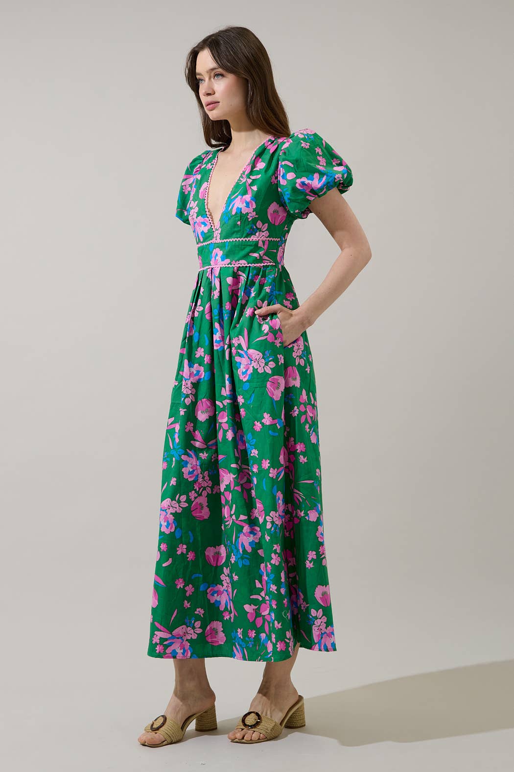 Dress - Denavi Floral Jaylene Pleated Maxi