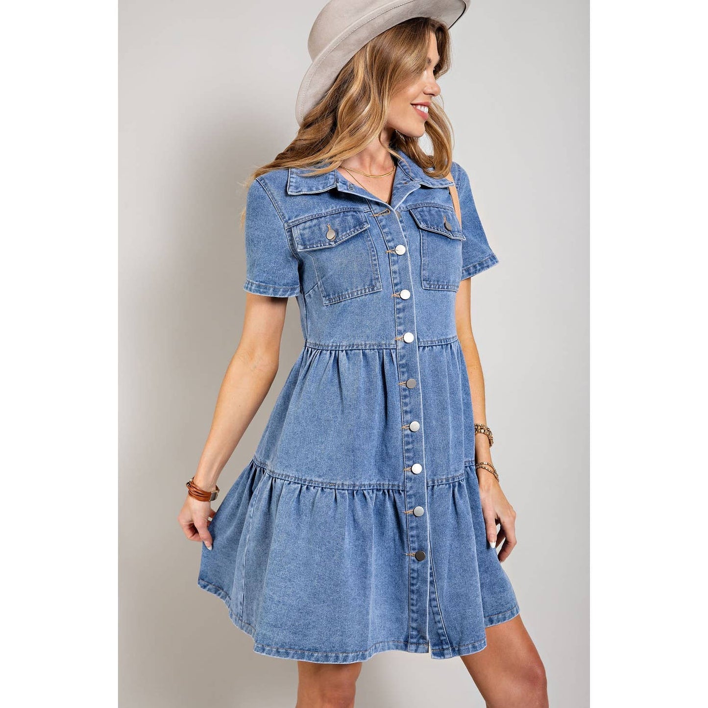 Dress- Denim Ruffle Hem – The Merc