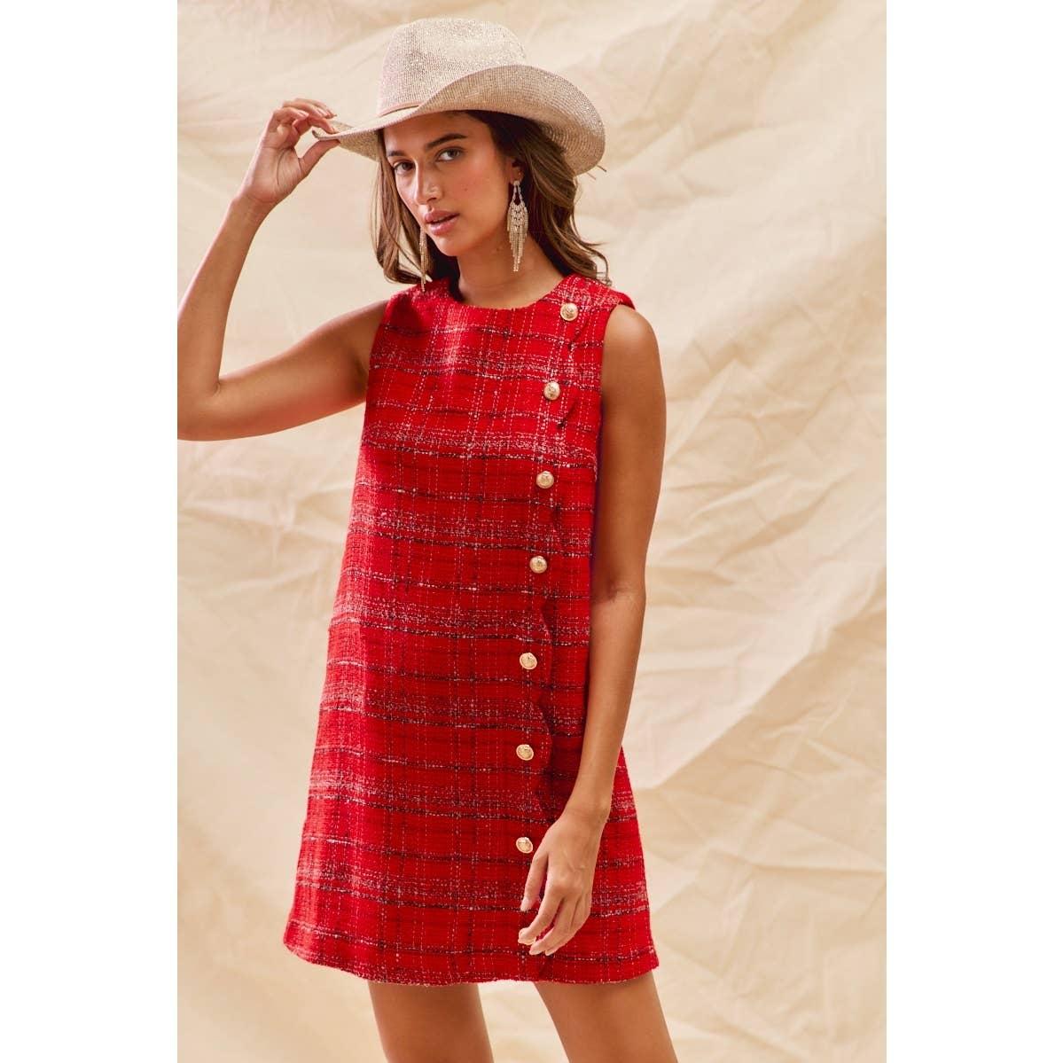 Dress- Christmas Tweed Scalloped