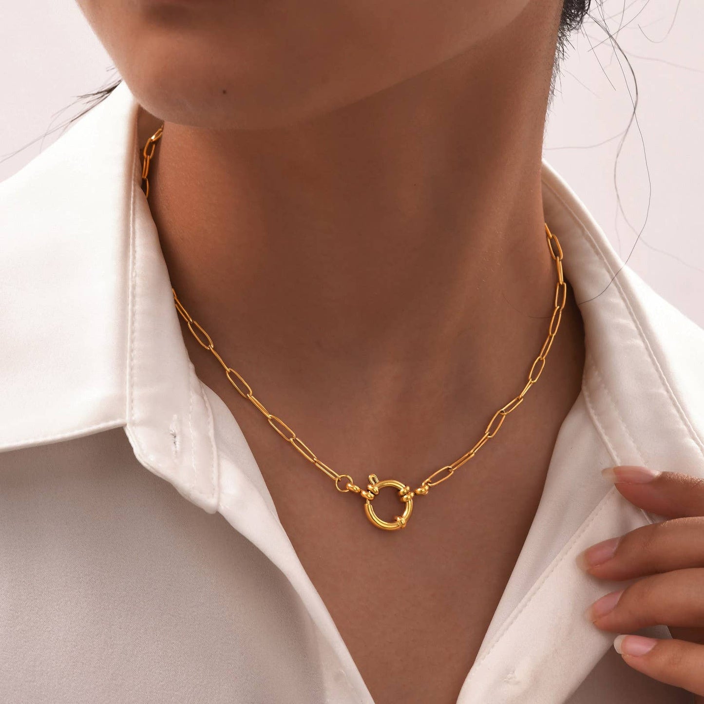 Necklace- 18K STAINLESS STEEL TARNISH FREE CIRCLE