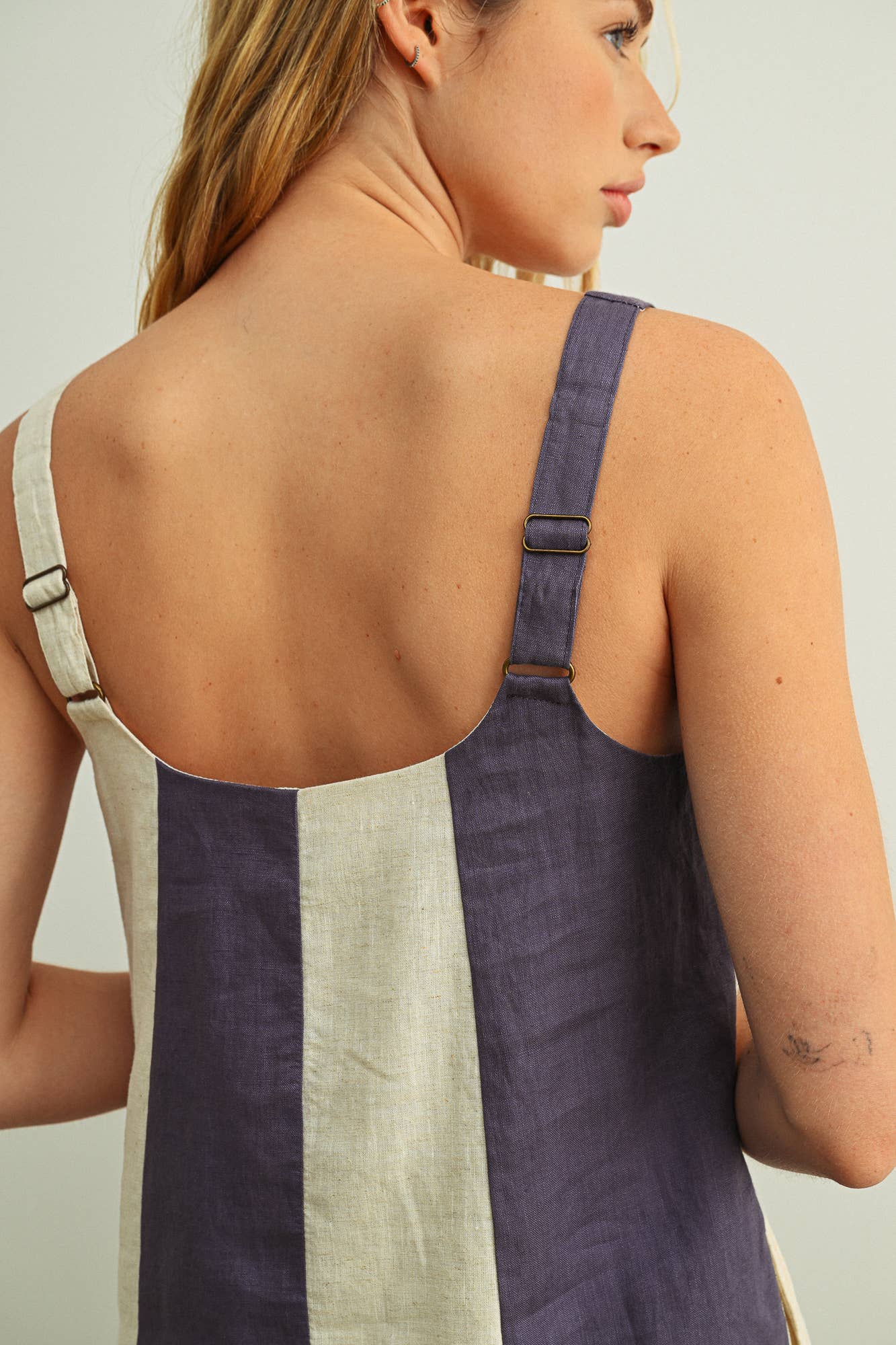 Dress- Color Block Linen Mini