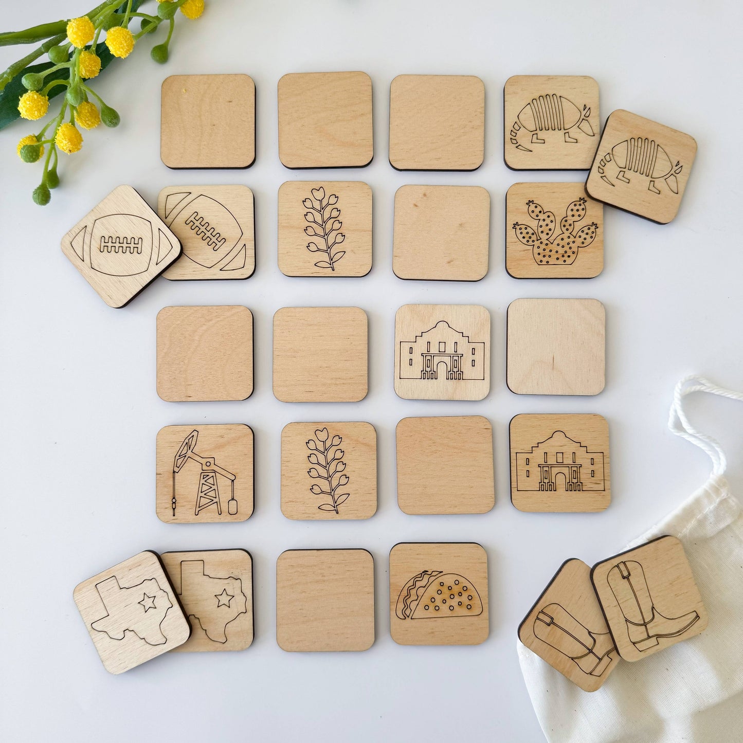State Memory Matching Game - Wood Memory Game