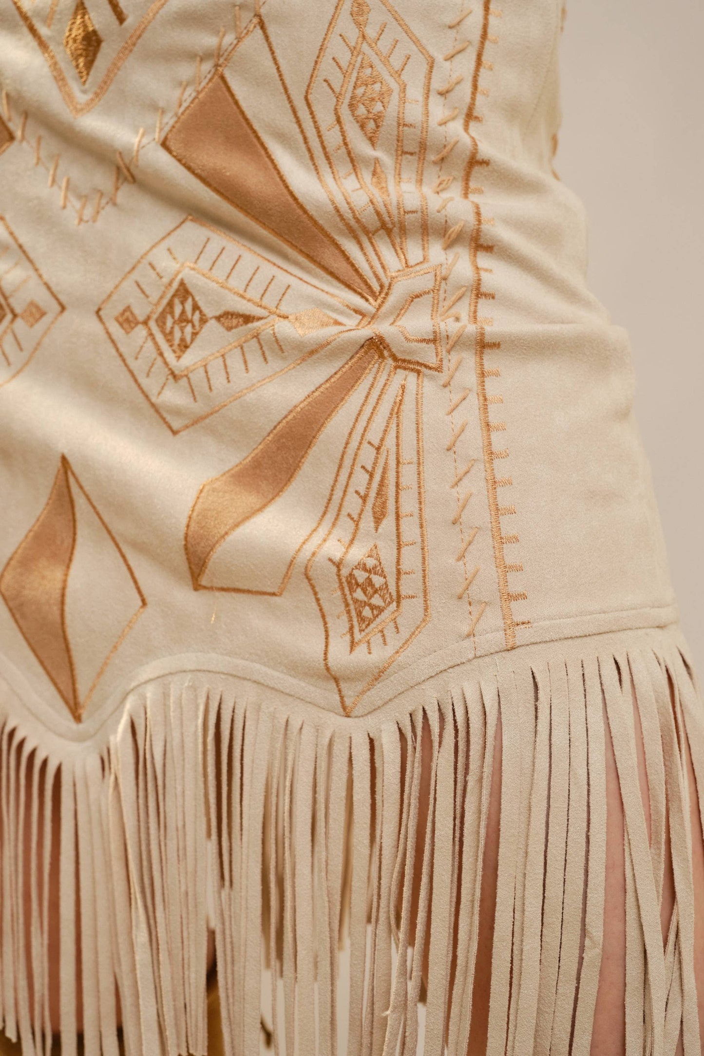 Skirt - Western Embroidered Fringe Laser Cut